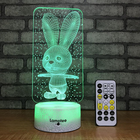 Image of Crack Lighting Base Animal Cute Rabbit 3D Illusion Lamp Night Light 3DL694