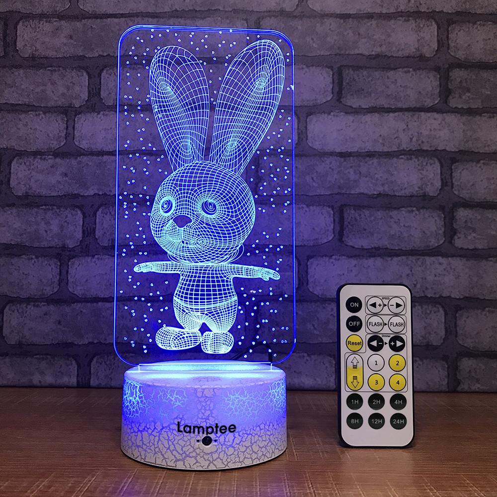 Crack Lighting Base Animal Cute Rabbit 3D Illusion Lamp Night Light 3DL694