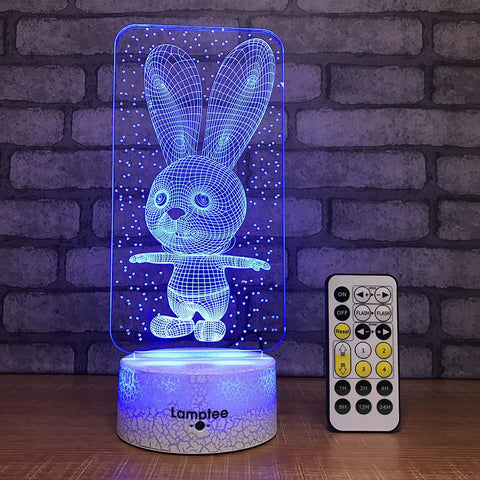 Image of Crack Lighting Base Animal Cute Rabbit 3D Illusion Lamp Night Light 3DL694
