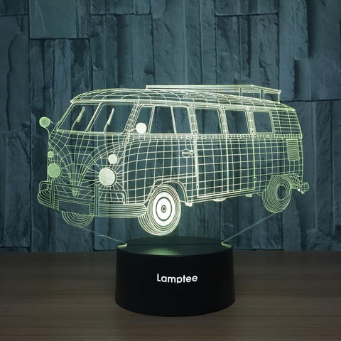 Image of Traffic Creative Bus Model 3D Illusion Lamp Night Light 3DL701