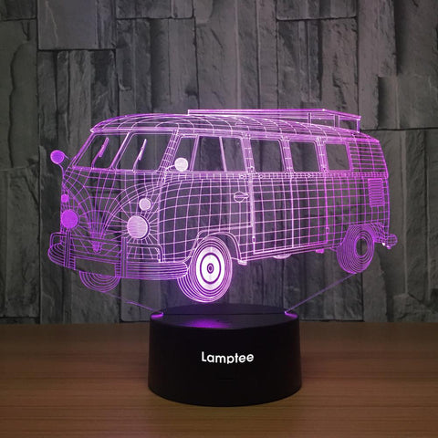 Image of Traffic Creative Bus Model 3D Illusion Lamp Night Light 3DL701