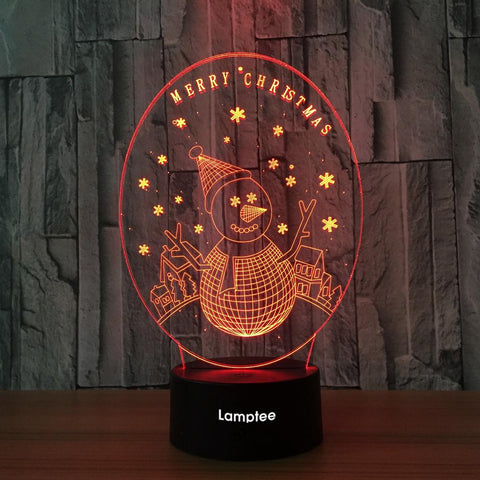 Image of Festival Christmas Snowman 3D Illusion Lamp Night Light 3DL705