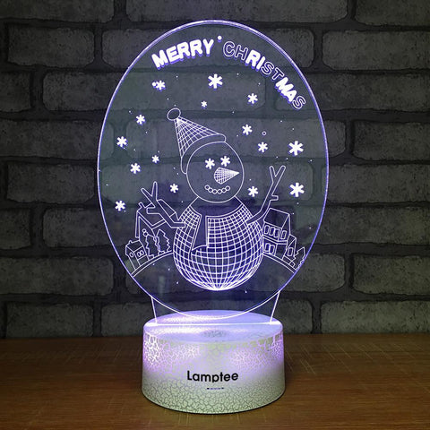 Image of Crack Lighting Base Festival Christmas Snowman 3D Illusion Lamp Night Light 3DL705