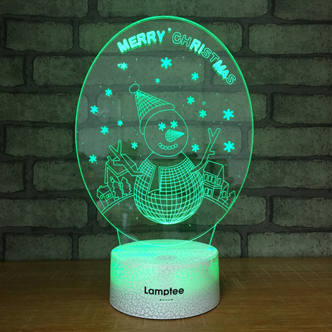 Image of Crack Lighting Base Festival Christmas Snowman 3D Illusion Lamp Night Light 3DL705