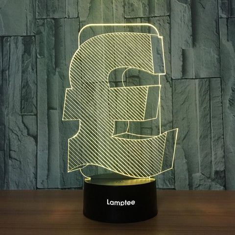 Image of Other Creative Currency Symbol - Pound 3D Illusion Lamp Night Light 3DL717