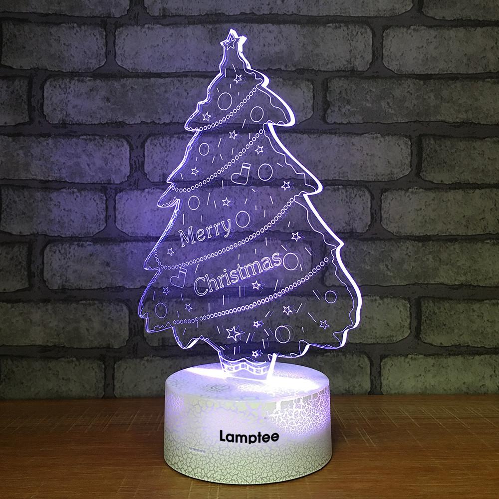 Crack Lighting Base Festival Christmas Tree 3D Illusion Lamp Night Light 3DL719