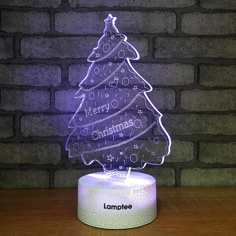 Image of Crack Lighting Base Festival Christmas Tree 3D Illusion Lamp Night Light 3DL719