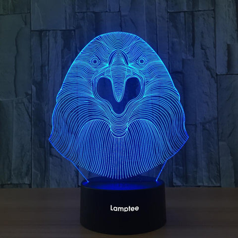 Image of Animal Owl Shape 3D Illusion Lamp Night Light 3DL721