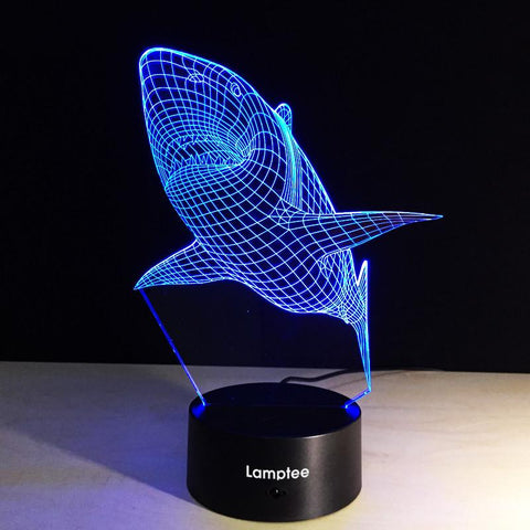 Image of Animal Cool Shark Shaped 3D Illusion Night Light Lamp 3DL073