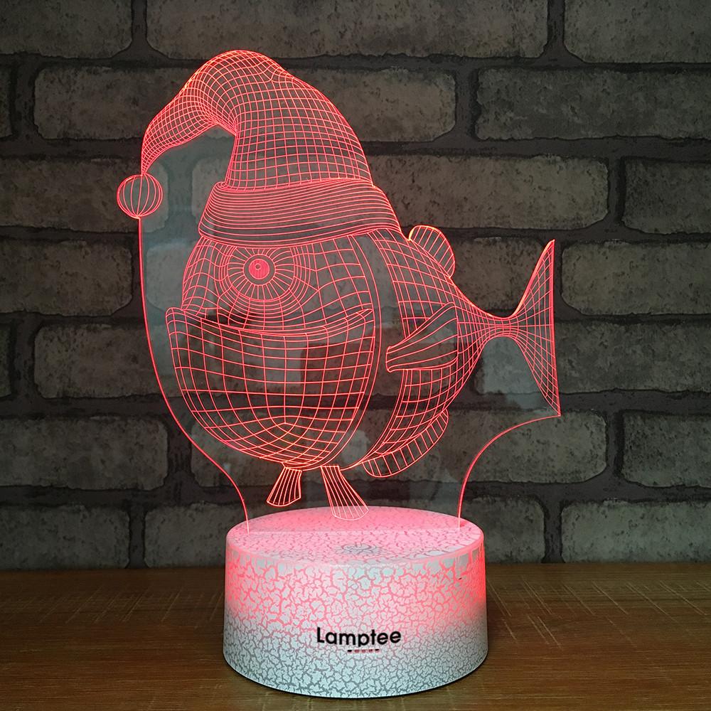 Crack Lighting Base Animal Fish Visual 3D Illusion Lamp Night Light 3DL737