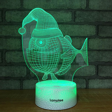 Image of Crack Lighting Base Animal Fish Visual 3D Illusion Lamp Night Light 3DL737