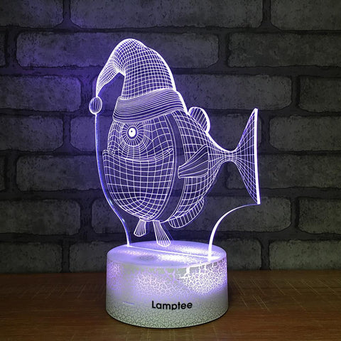 Image of Crack Lighting Base Animal Fish Visual 3D Illusion Lamp Night Light 3DL737