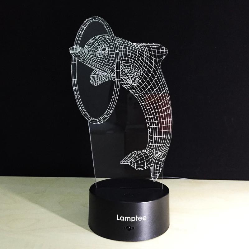 Animal Cute Dolphin Shaped 3D Illusion Night Light Lamp 3DL074