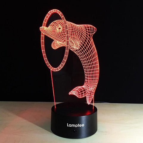 Image of Animal Cute Dolphin Shaped 3D Illusion Night Light Lamp 3DL074