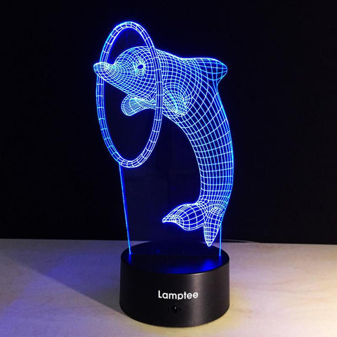 Image of Animal Cute Dolphin Shaped 3D Illusion Night Light Lamp 3DL074