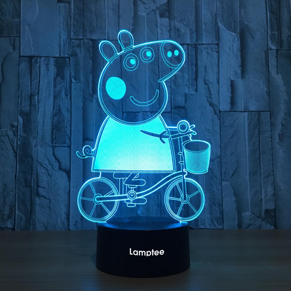 Anime Peppa Pig 3D Illusion Lamp Night Light 3DL749