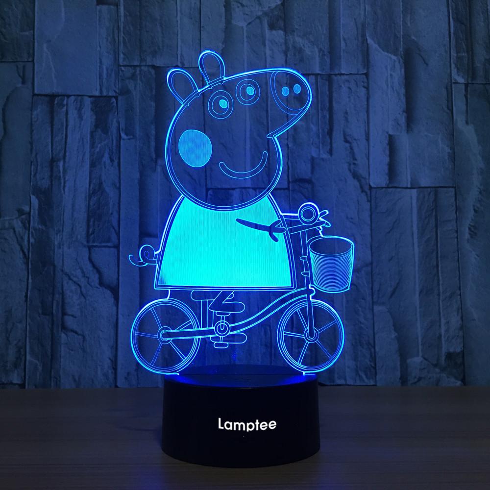 Anime Peppa Pig 3D Illusion Lamp Night Light 3DL749