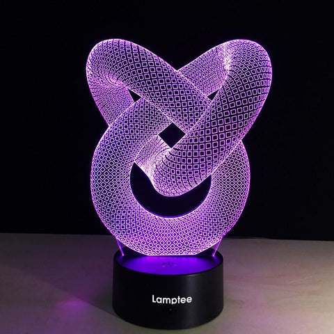 Image of Abstract Love Knot Abstract Circle Spiral Bulbing 3D Illusion Lamp Night Light 3DL075