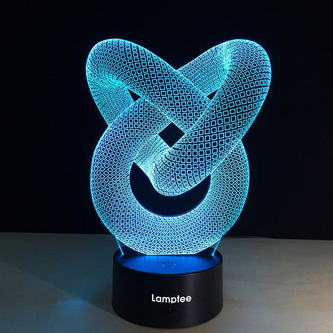 Image of Abstract Love Knot Abstract Circle Spiral Bulbing 3D Illusion Lamp Night Light 3DL075
