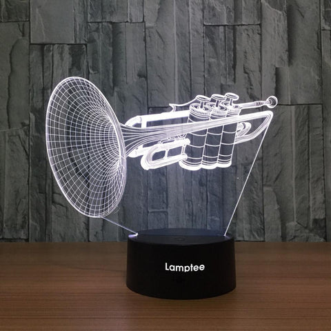 Image of Instrument Horn Visual 3D Illusion Lamp Night Light 3DL755