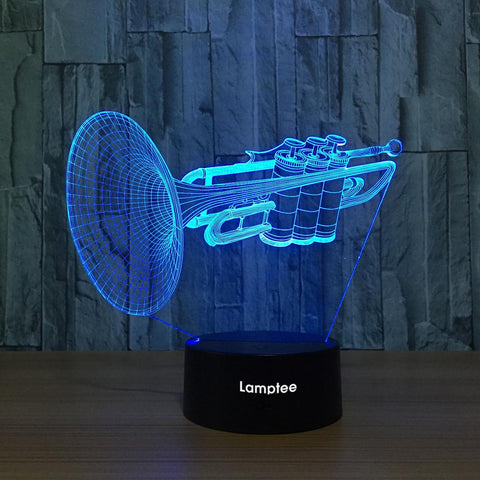 Image of Instrument Horn Visual 3D Illusion Lamp Night Light 3DL755