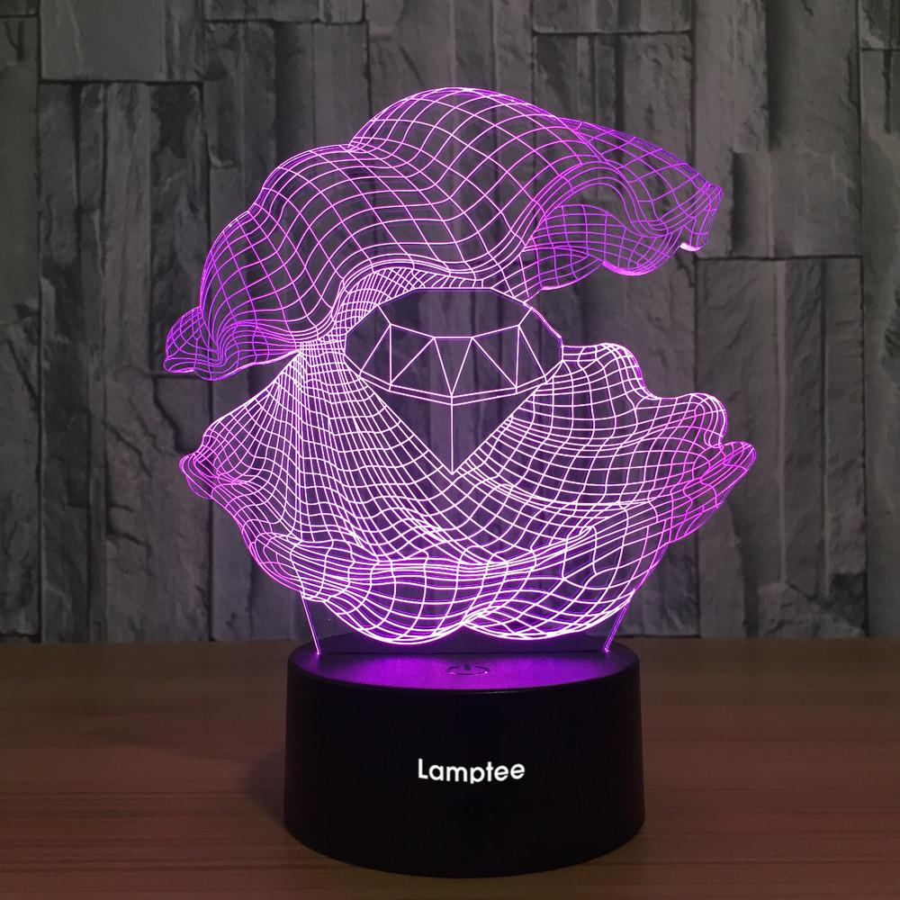 Other Shell Diamond 3D Illusion Lamp Night Light 3DL756