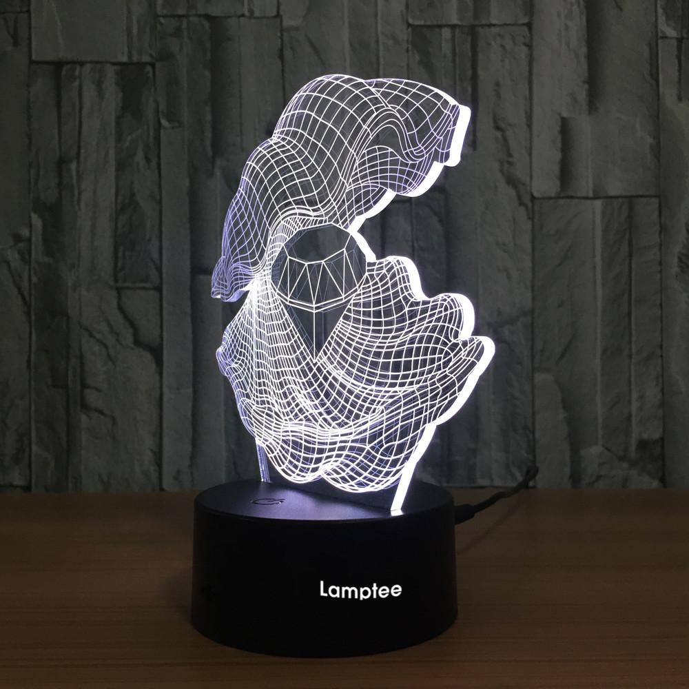 Other Shell Diamond 3D Illusion Lamp Night Light 3DL756