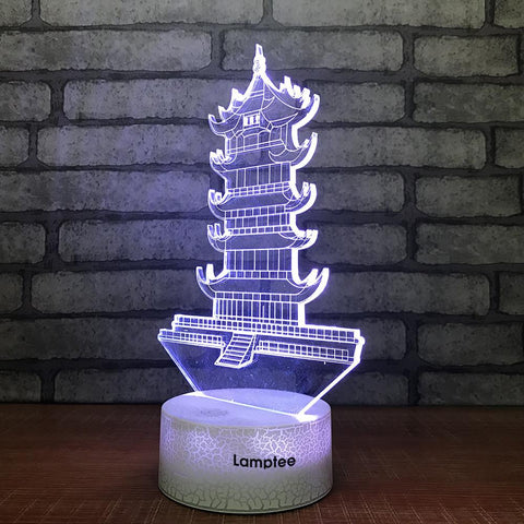 Image of Crack Lighting Base Building Chinese Leifeng Pagoda Shape 3D Illusion Lamp Night Light 3DL758