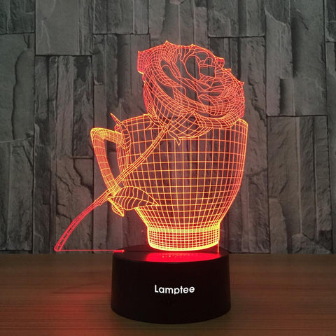 Image of Other Cup And Flower Shape 3D Illusion Lamp Night Light 3DL759