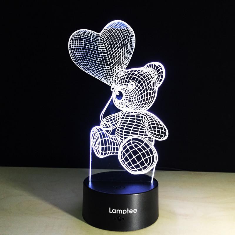 Abstract Love Knot 3D Spiral Bulbing Illusion Night Light Lamp 3DL076
