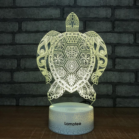 Image of Crack Lighting Base Animal Unique Turtle Visual 3D Illusion Lamp Night Light 3DL760