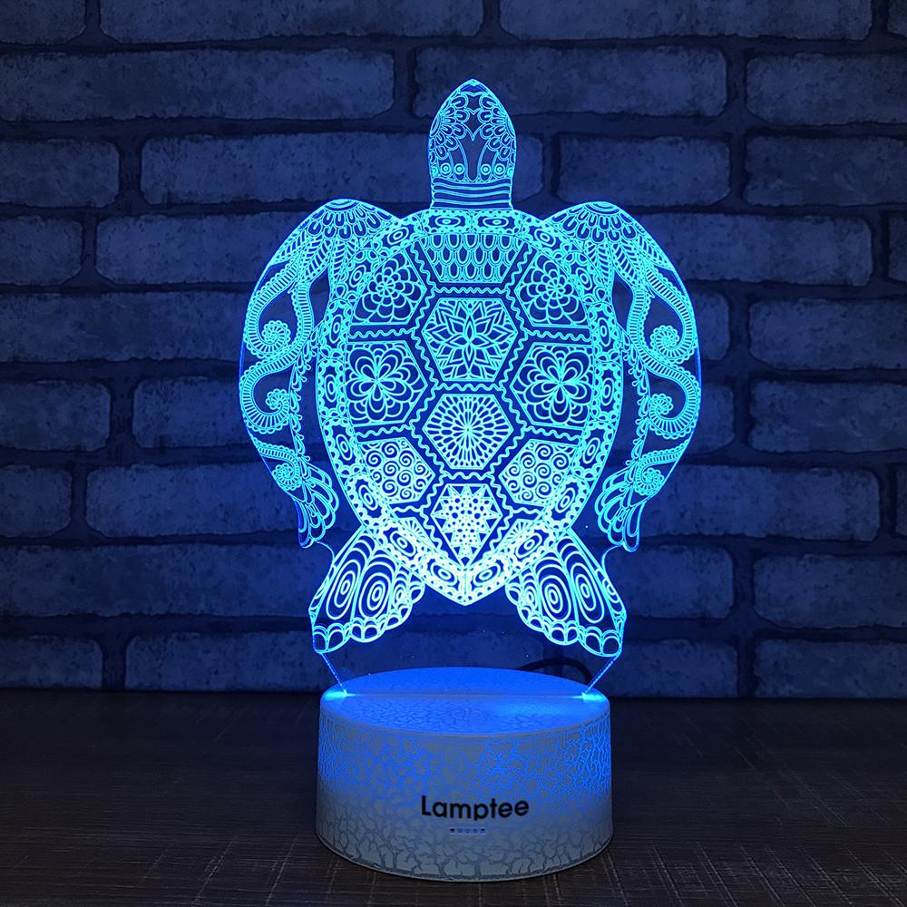 Crack Lighting Base Animal Unique Turtle Visual 3D Illusion Lamp Night Light 3DL760