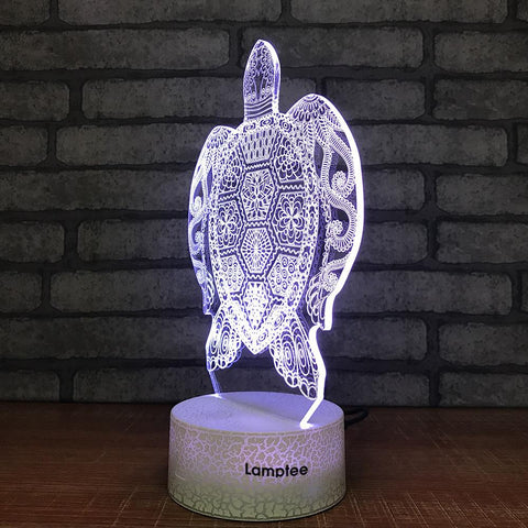 Image of Crack Lighting Base Animal Unique Turtle Visual 3D Illusion Lamp Night Light 3DL760