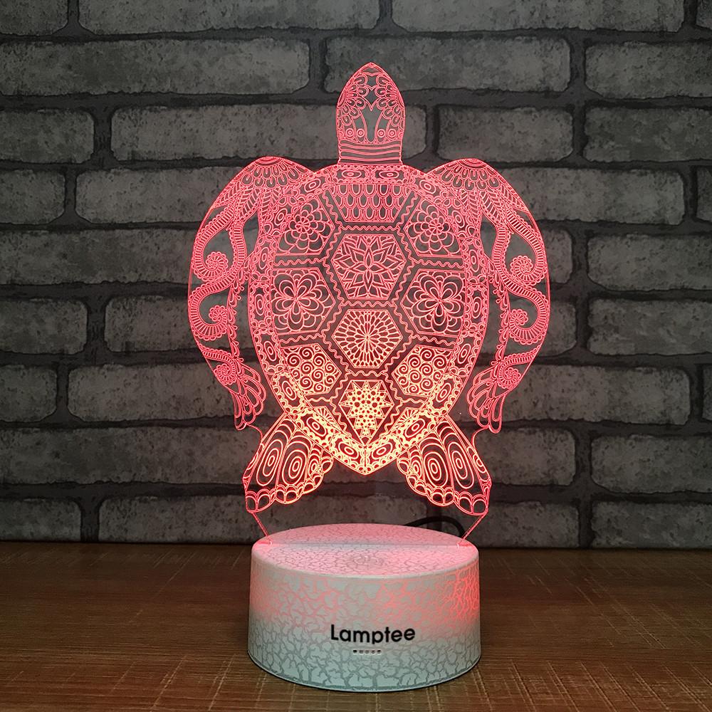 Crack Lighting Base Animal Unique Turtle Visual 3D Illusion Lamp Night Light 3DL760