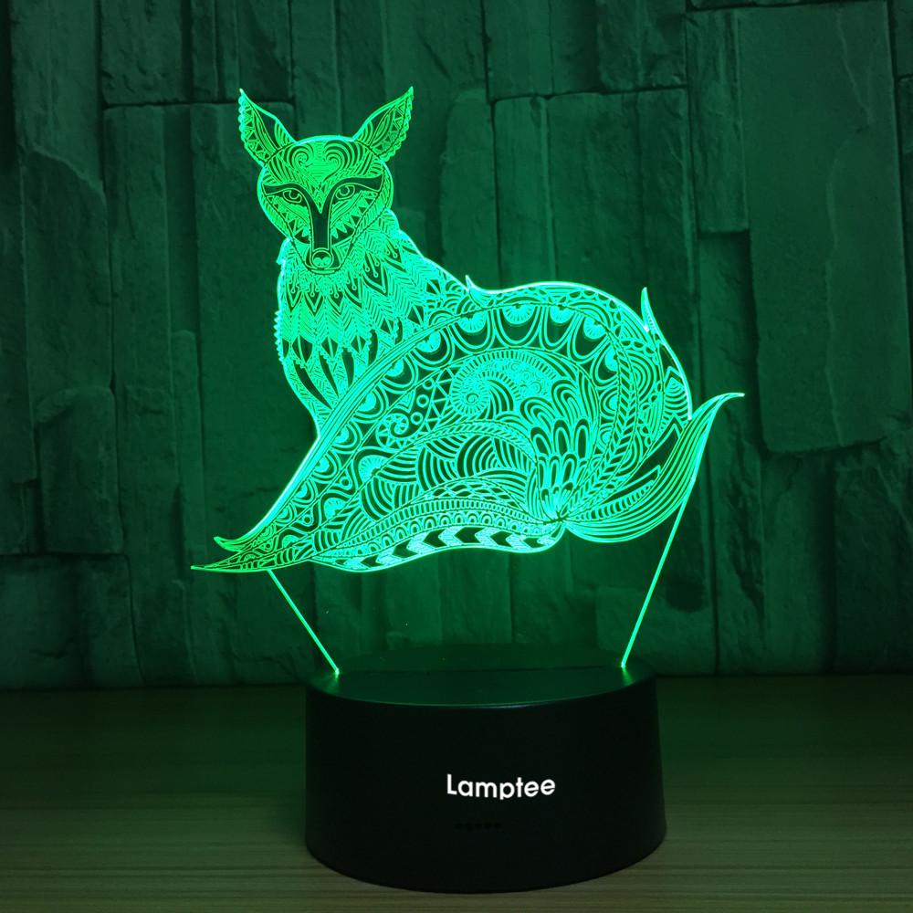 Animal Fox Visual 3D Illusion Lamp Night Light 3DL763