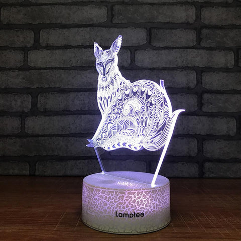 Image of Crack Lighting Base Animal Fox Visual 3D Illusion Lamp Night Light 3DL763