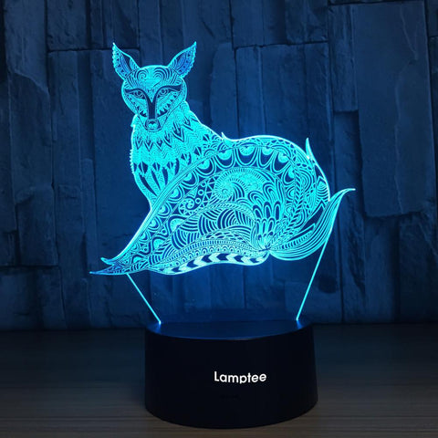 Image of Animal Fox Visual 3D Illusion Lamp Night Light 3DL763