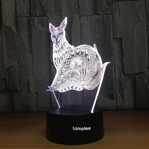 Image of Animal Fox Visual 3D Illusion Lamp Night Light 3DL763