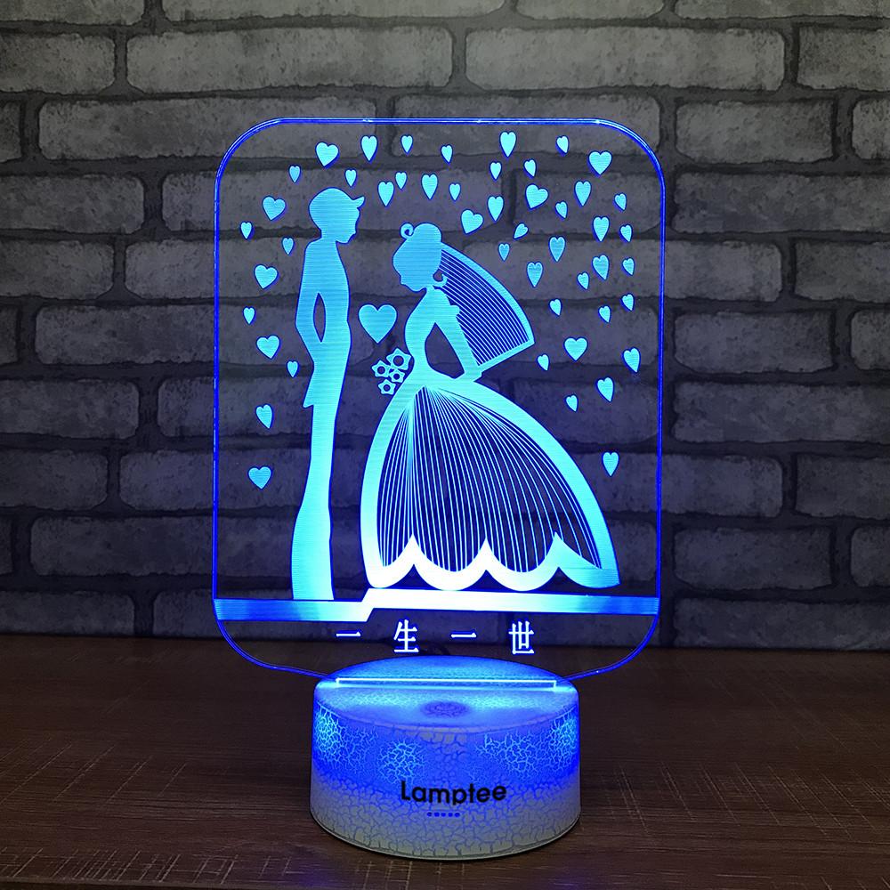 Crack Lighting Base Other Romantic Wedding Party 3D Illusion Lamp Night Light 3DL764