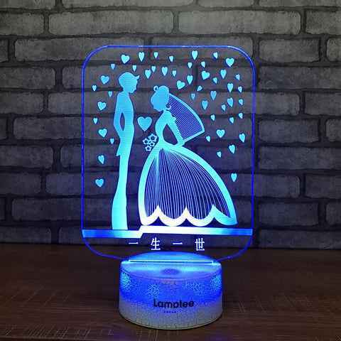 Image of Crack Lighting Base Other Romantic Wedding Party 3D Illusion Lamp Night Light 3DL764