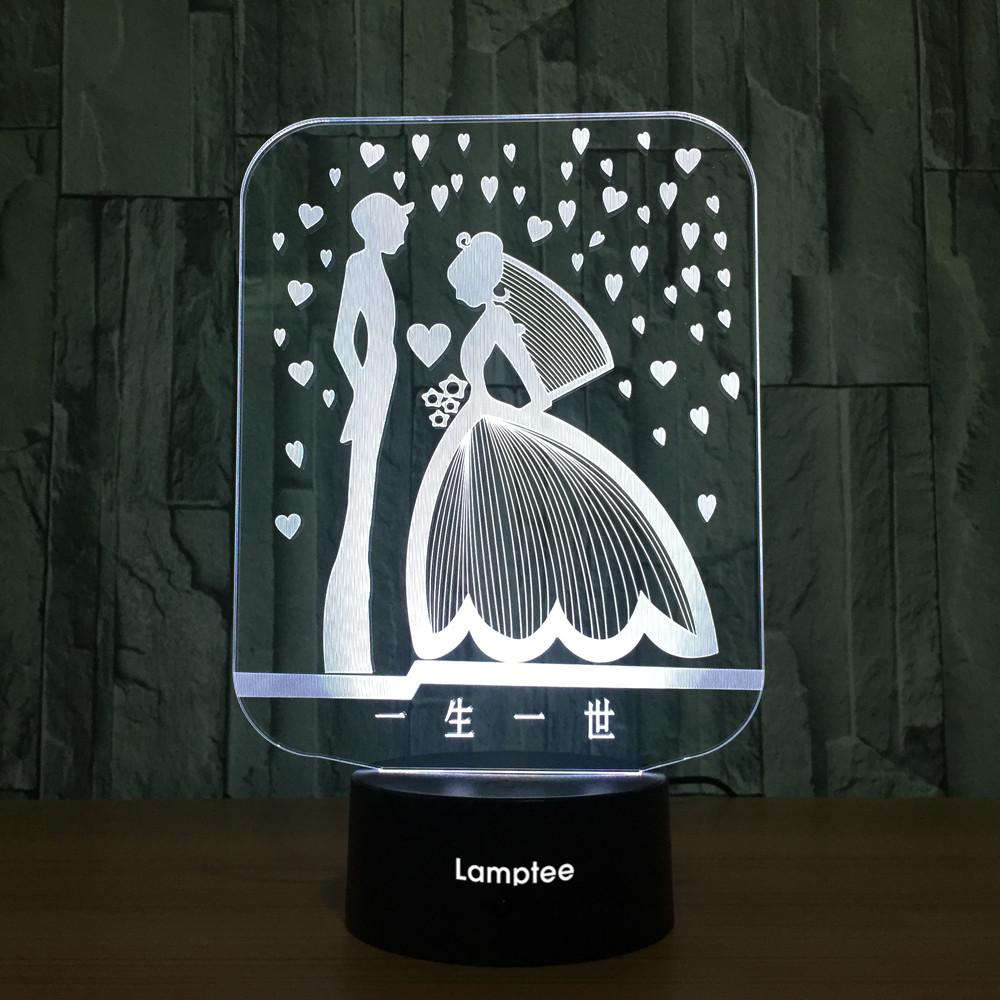 Other Romantic Wedding Party 3D Illusion Lamp Night Light 3DL764