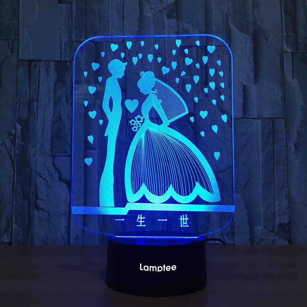 Other Romantic Wedding Party 3D Illusion Lamp Night Light 3DL764