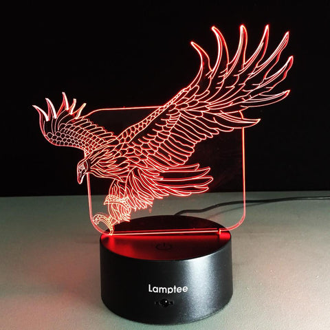 Image of Animal Cool Eagle Shaped 3D Illusion Night Light Lamp 3DL078