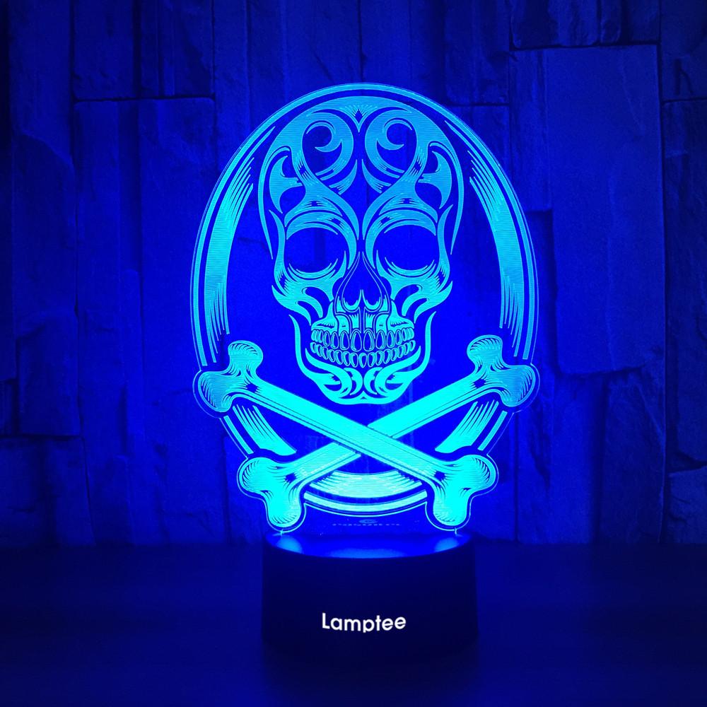 Festival Halloween Skull Visual 3D Illusion Lamp Night Light 3DL786