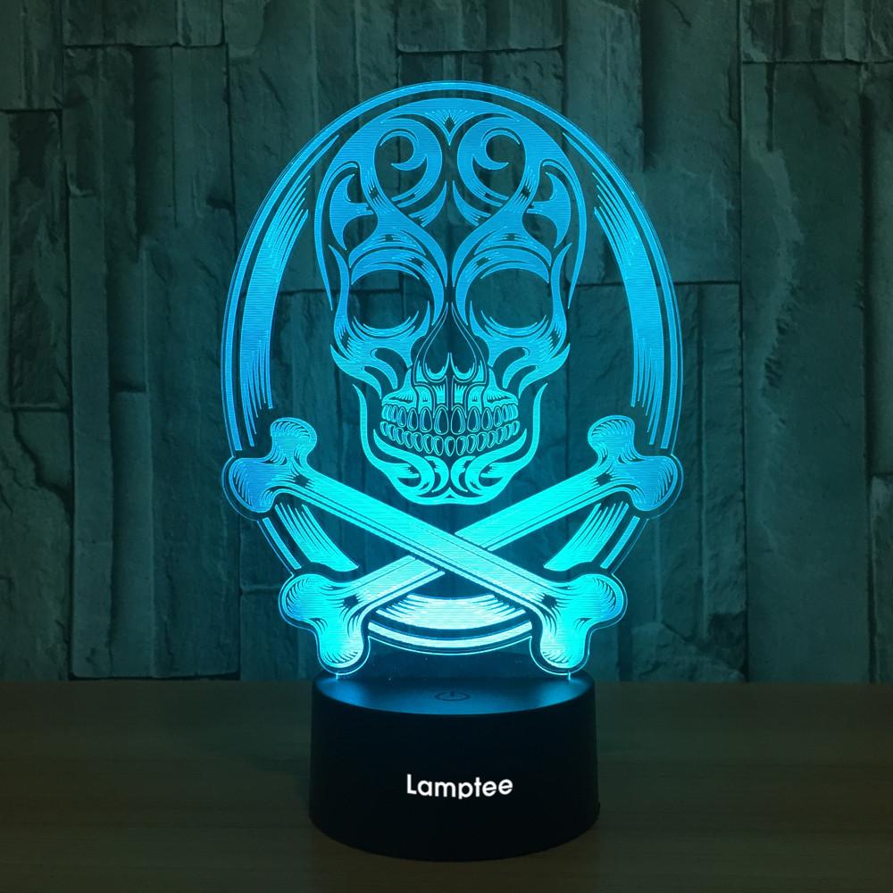 Festival Halloween Skull Visual 3D Illusion Lamp Night Light 3DL786