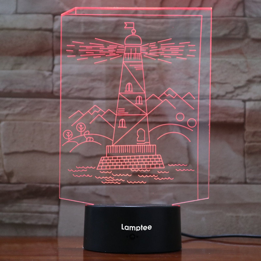 Building Cartoon Creative Lighthouse 3D Illusion Lamp Night Light 3DL795