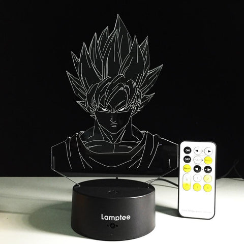 Image of Anime Dragon Ball Super Saiyan God Goku Action Figures 3D Illusion Lamp Night Light 3DL080
