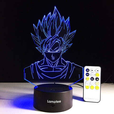 Image of Anime Dragon Ball Super Saiyan God Goku Action Figures 3D Illusion Lamp Night Light 3DL080