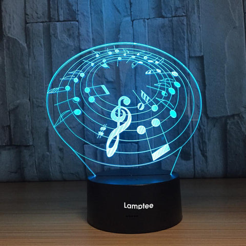 Image of Instrument Musical Note 3D Illusion Lamp Night Light 3DL801