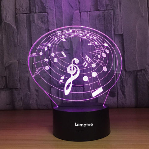 Image of Instrument Musical Note 3D Illusion Lamp Night Light 3DL801